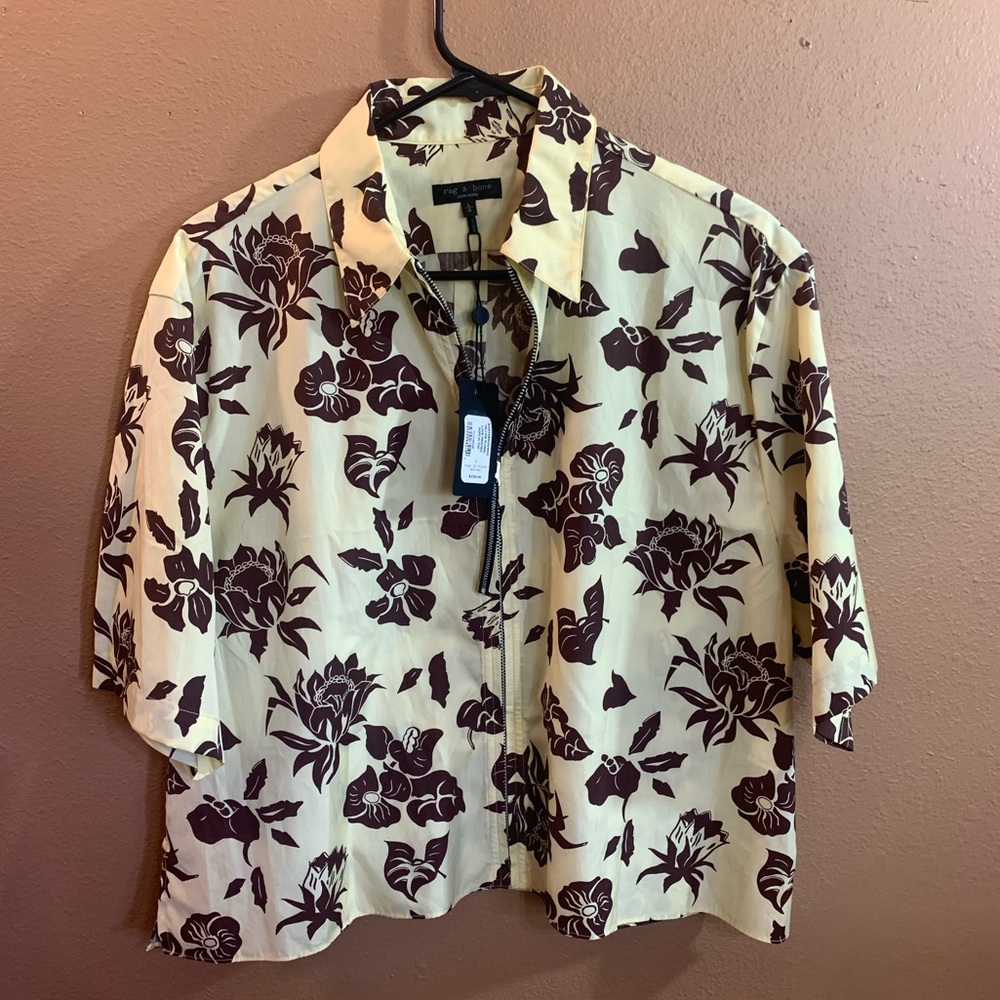 Rag & Bone Women's Floral Short Junie Poplin Top -NWT